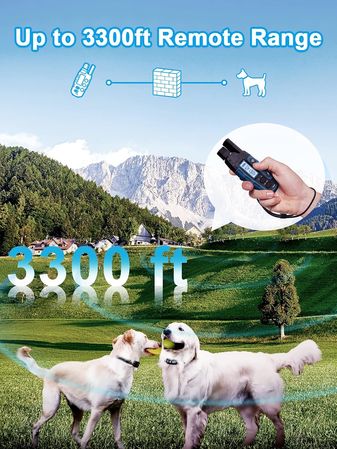 Bousnic Dog Shock Collar 2 Dogs (5-120Lbs) - 3300 ft Waterproof Training Collar for Dogs Large Medium Small with Rechargeable Remote, Beep (1-8) Vibration (1-16) and Humane Shock (1-99) Modes | Product image 2