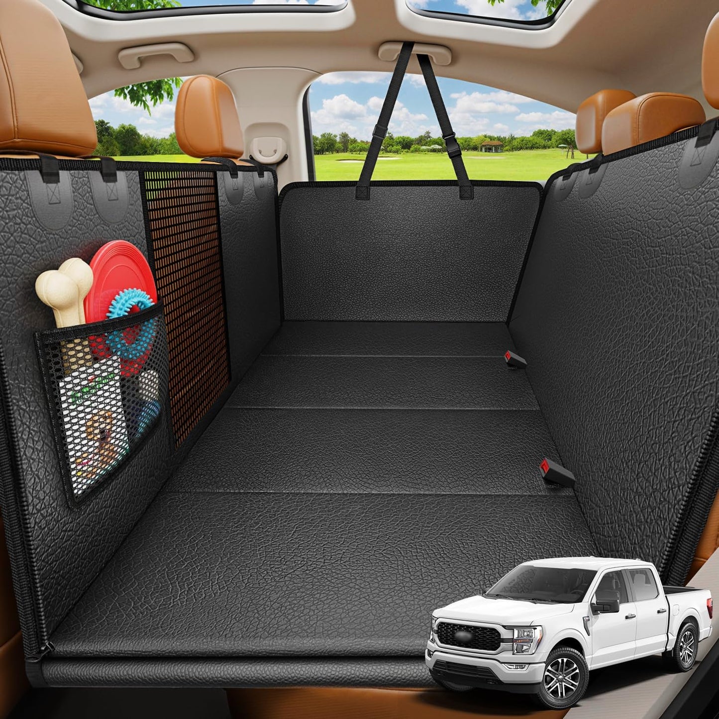 URPOWER Hard Bottom Dog Car Seat Cover for Back Seat | Matte Black / Standard - 54" Length | Package contents