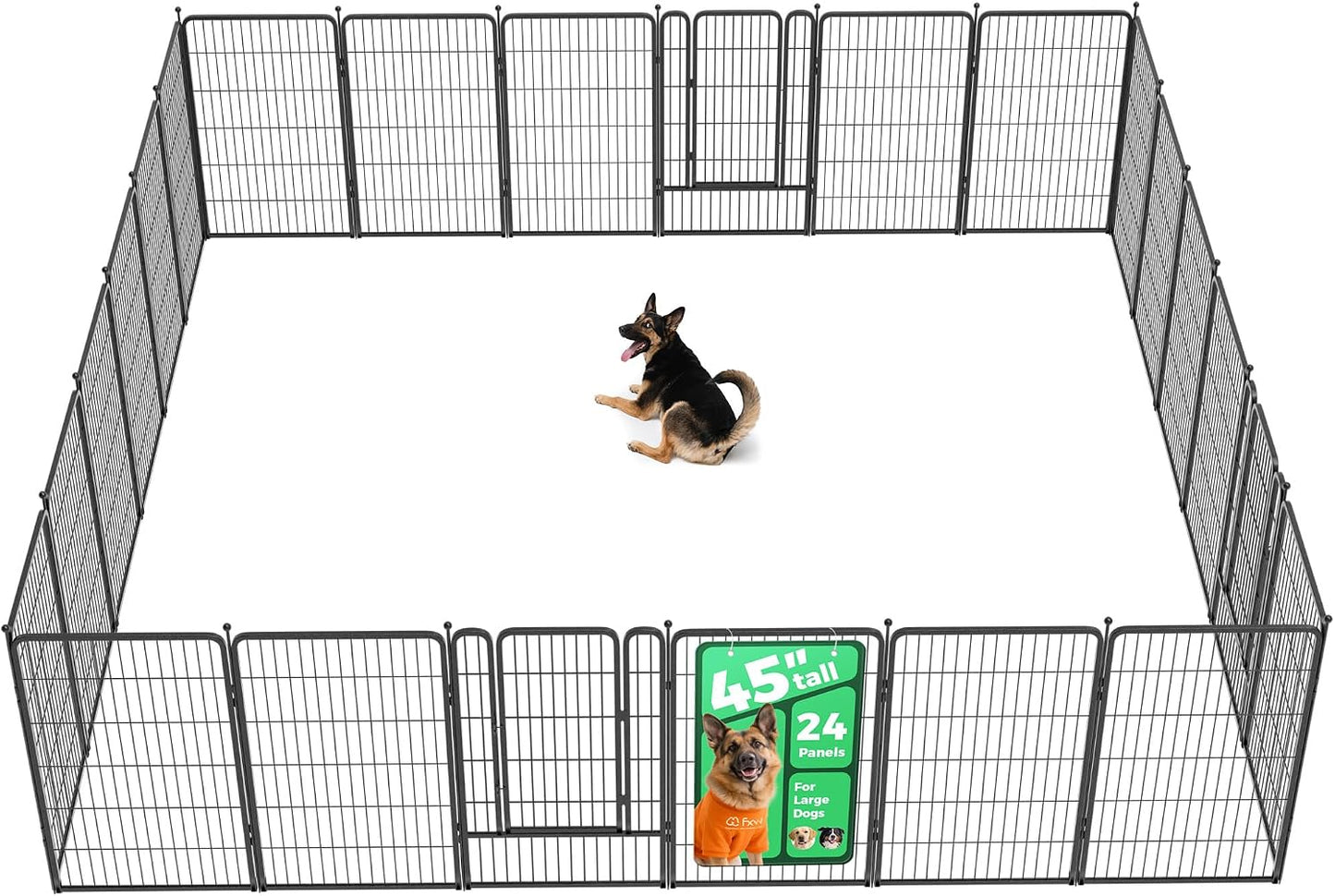 Rollick Dog Playpen, Indoor, Yard & RV Camping, 24" H, 8 Panels | Easy setup, Heavy-duty, DIY layouts, Walk-through gate, for Puppies & Small Dogs, Patented