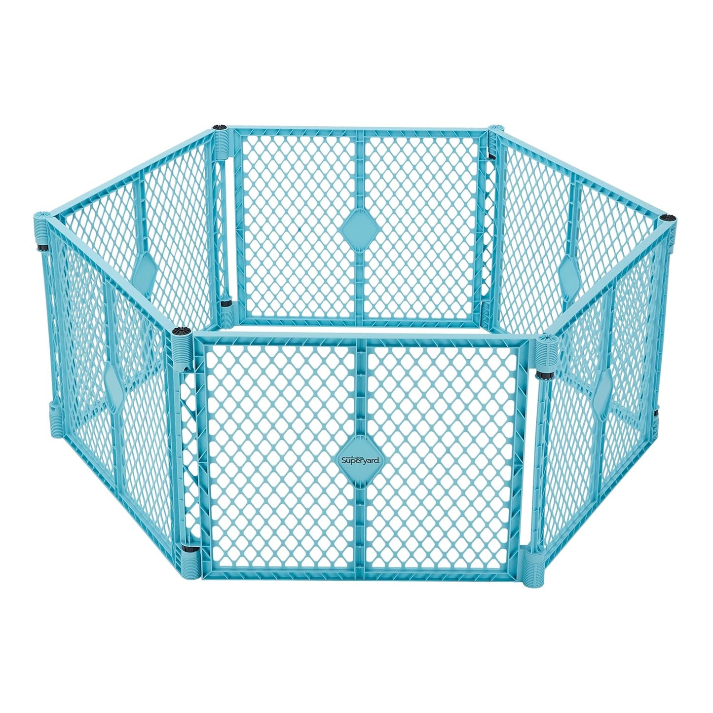 Superyard Duo 6-Panel Baby Playard or Wall Mount Barrier; Lt Gray | Portable, Durable, For Babies and Toddlers, Freestanding, Expandable Modular Sizing, Indoor or Outdoor Use, Made in USA