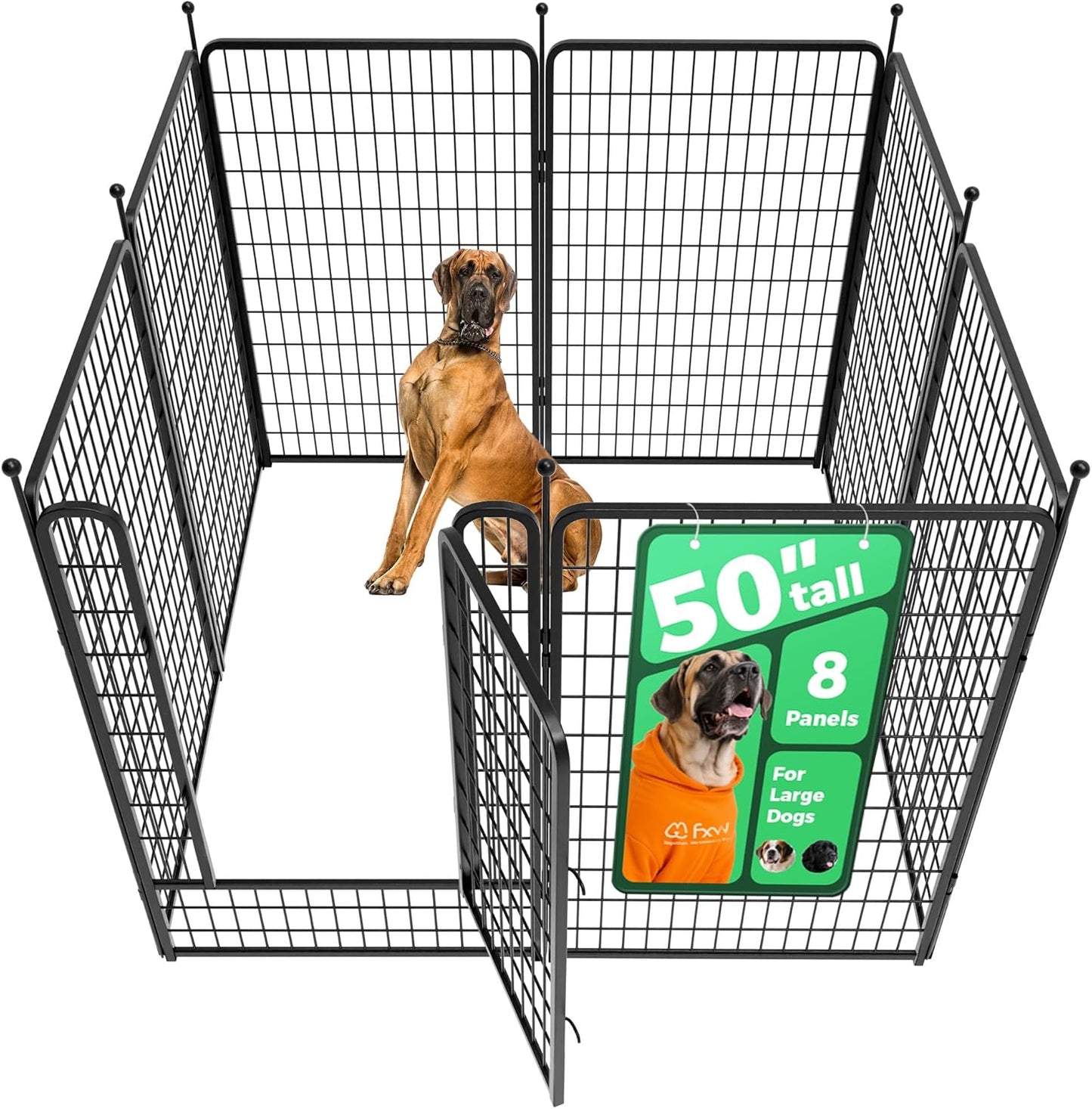 Rollick Dog Playpen, Indoor, Yard & RV Camping, 24" H, 8 Panels | Easy setup, Heavy-duty, DIY layouts, Walk-through gate, for Puppies & Small Dogs, Patented