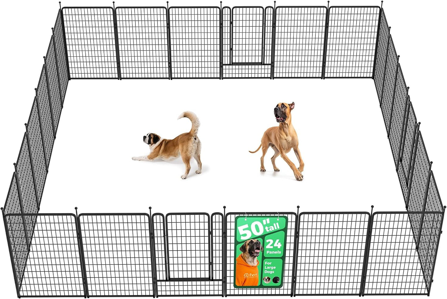 Rollick Dog Playpen, Indoor, Yard & RV Camping, 24" H, 8 Panels | Easy setup, Heavy-duty, DIY layouts, Walk-through gate, for Puppies & Small Dogs, Patented