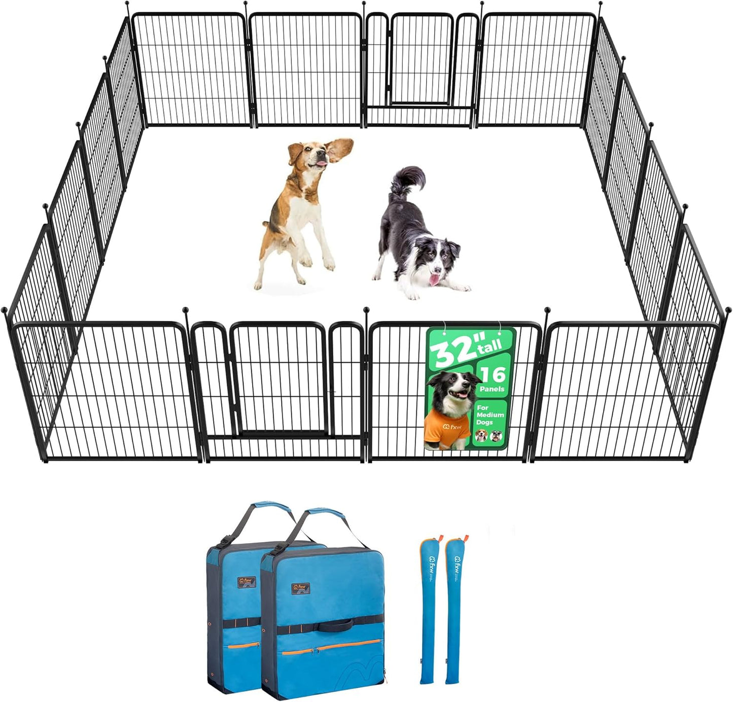 Rollick Dog Playpen, Indoor, Yard & RV Camping, 24" H, 8 Panels | Easy setup, Heavy-duty, DIY layouts, Walk-through gate, for Puppies & Small Dogs, Patented