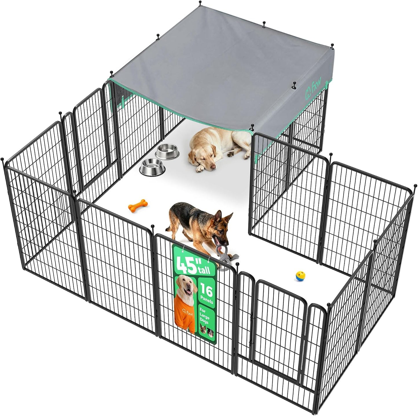 Rollick Dog Playpen, Indoor, Yard & RV Camping, 24" H, 8 Panels | Easy setup, Heavy-duty, DIY layouts, Walk-through gate, for Puppies & Small Dogs, Patented