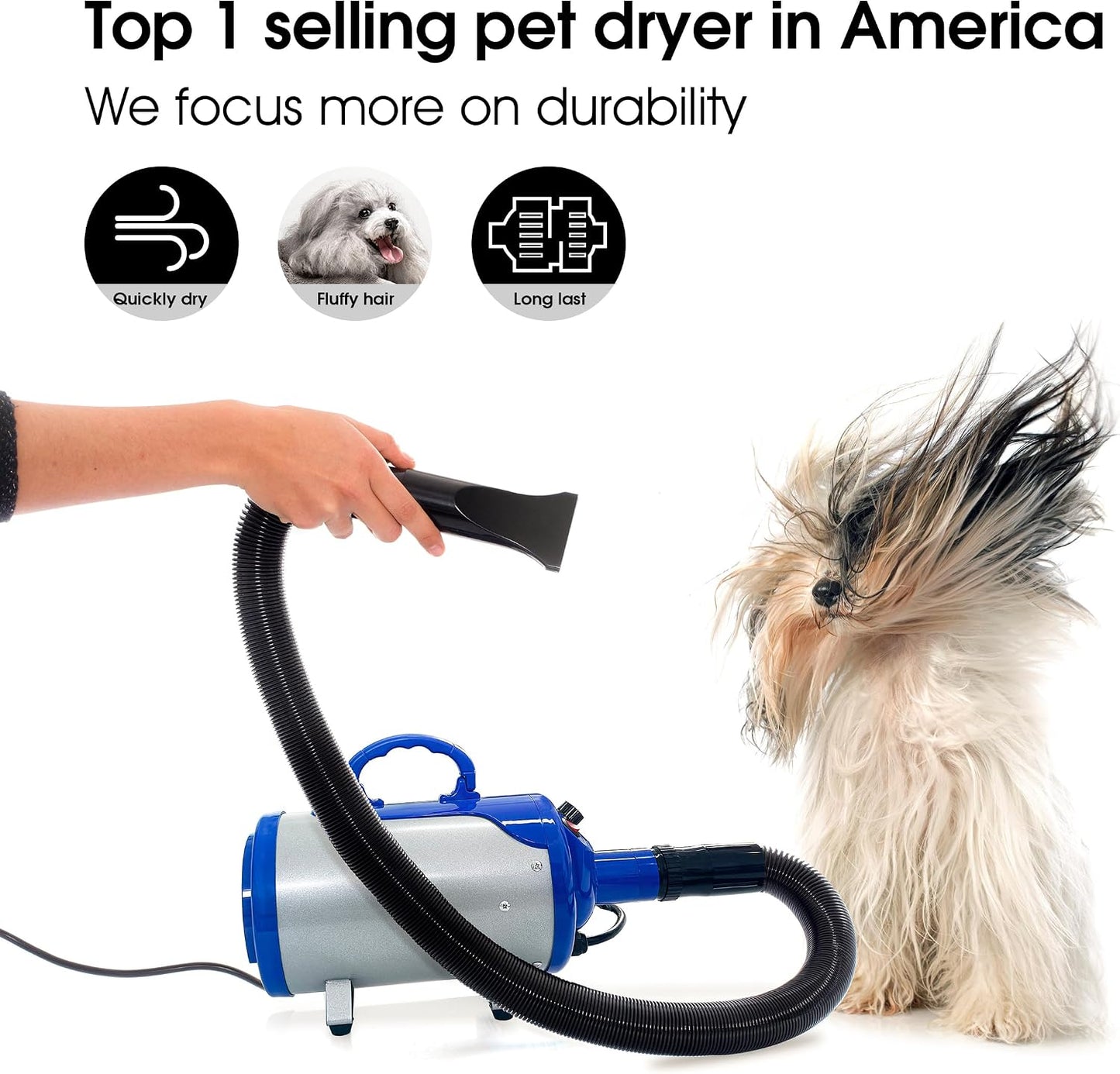 SHELANDY Groomer Partner Pet Hair Force Dryer Dog Grooming Blower with Heater (Blue) | Product image 2