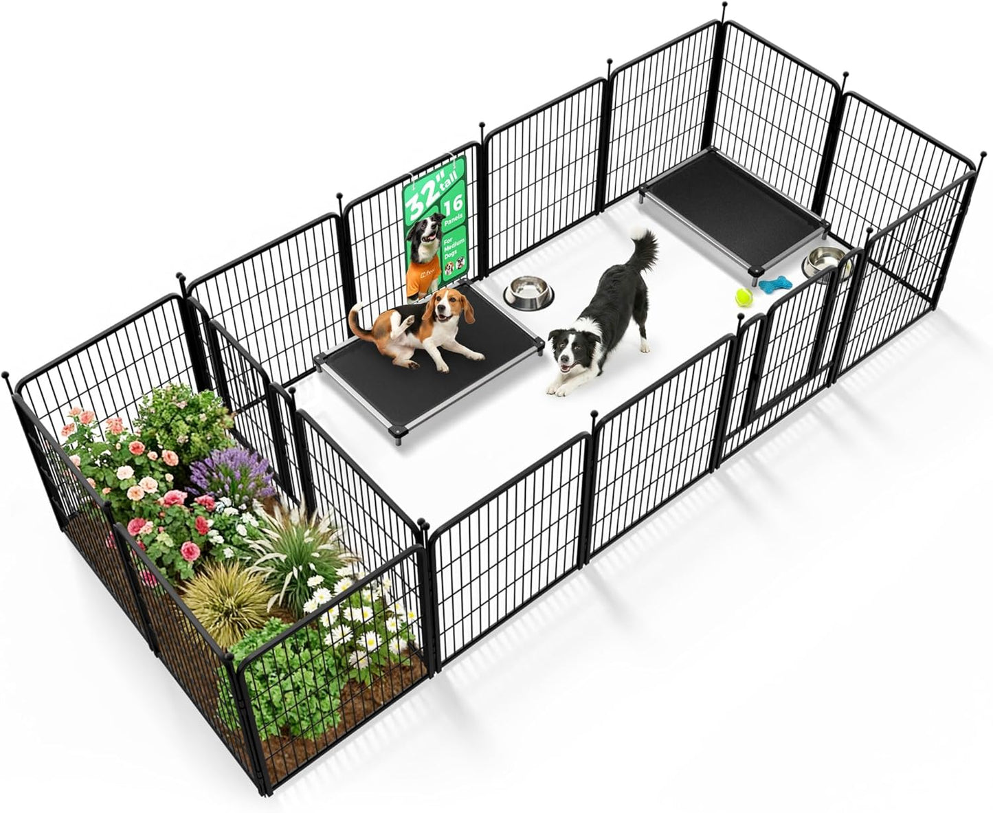 Rollick Dog Playpen, Indoor, Yard & RV Camping, 24" H, 8 Panels | Easy setup, Heavy-duty, DIY layouts, Walk-through gate, for Puppies & Small Dogs, Patented