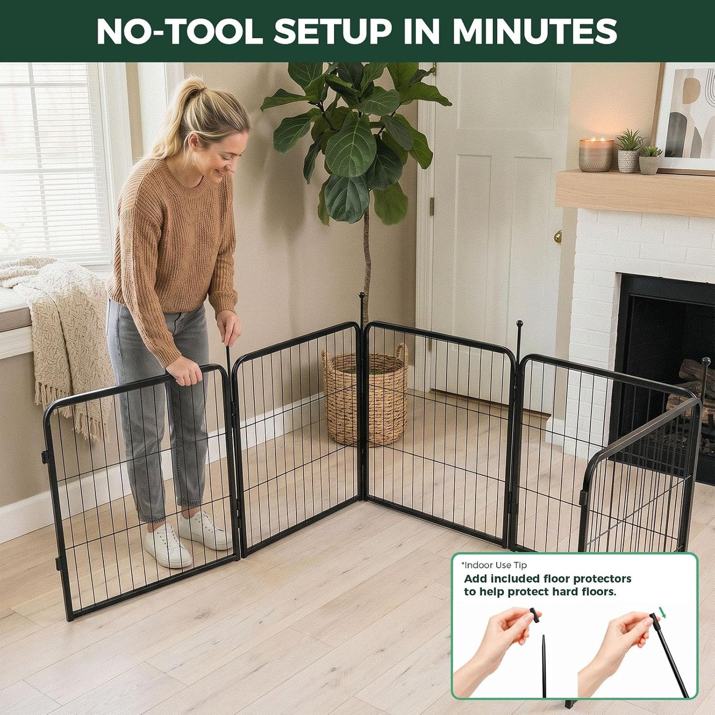 FXW Rollick Dog Playpen, Indoor, Yard & RV Camping, 24" H, 8 Panels | Easy setup, Heavy-duty, DIY layouts, Walk-through gate, for Puppies & Small Dogs, Patented | Product image 3