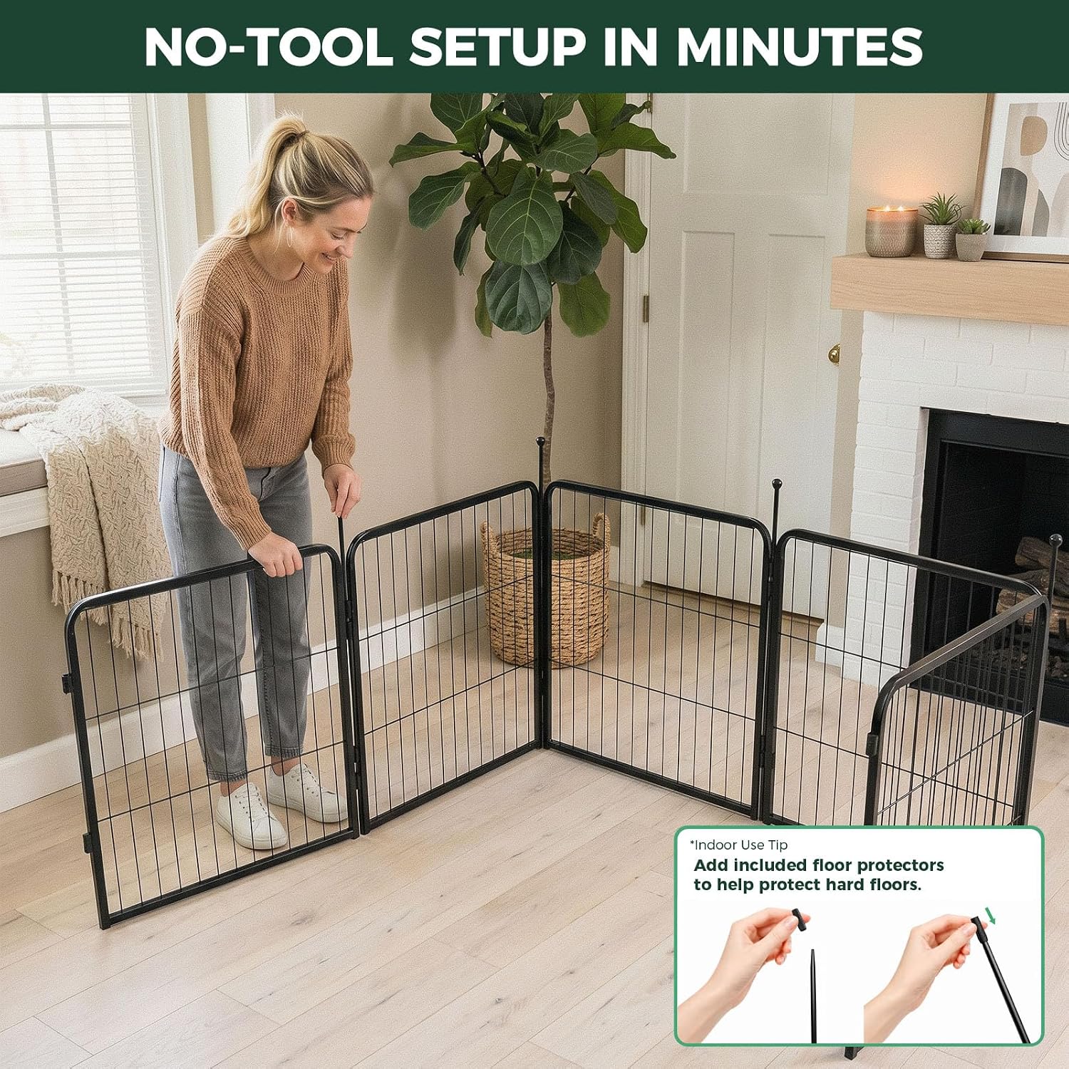 FXW Rollick Dog Playpen, Indoor, Yard & RV Camping, 24" H, 8 Panels | Easy setup, Heavy-duty, DIY layouts, Walk-through gate, for Puppies & Small Dogs, Patented | Product image 3