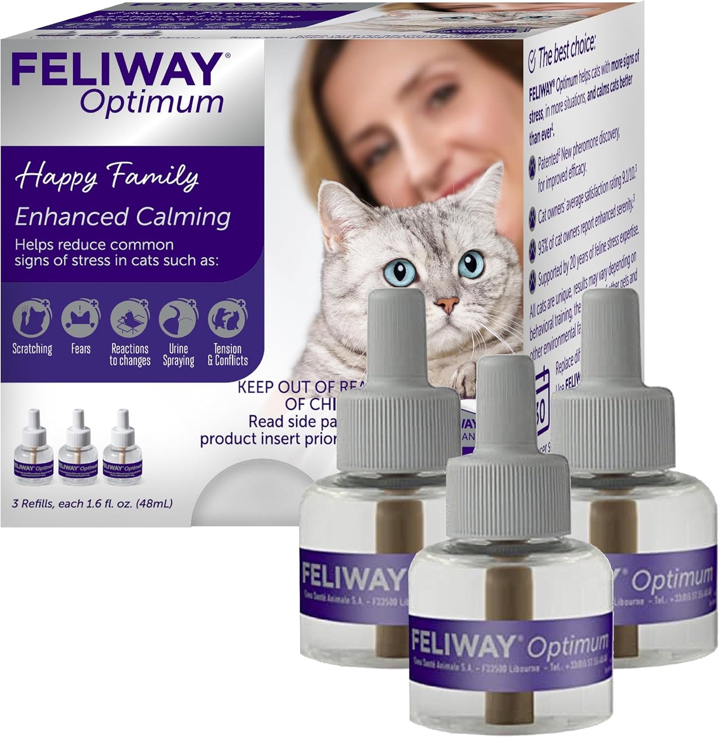 Cat Calming Pheromone Diffuser Refill - 6 Pack | Helps Create a Calm Home Environment for Multi-Cat Households | 180 Day Supply