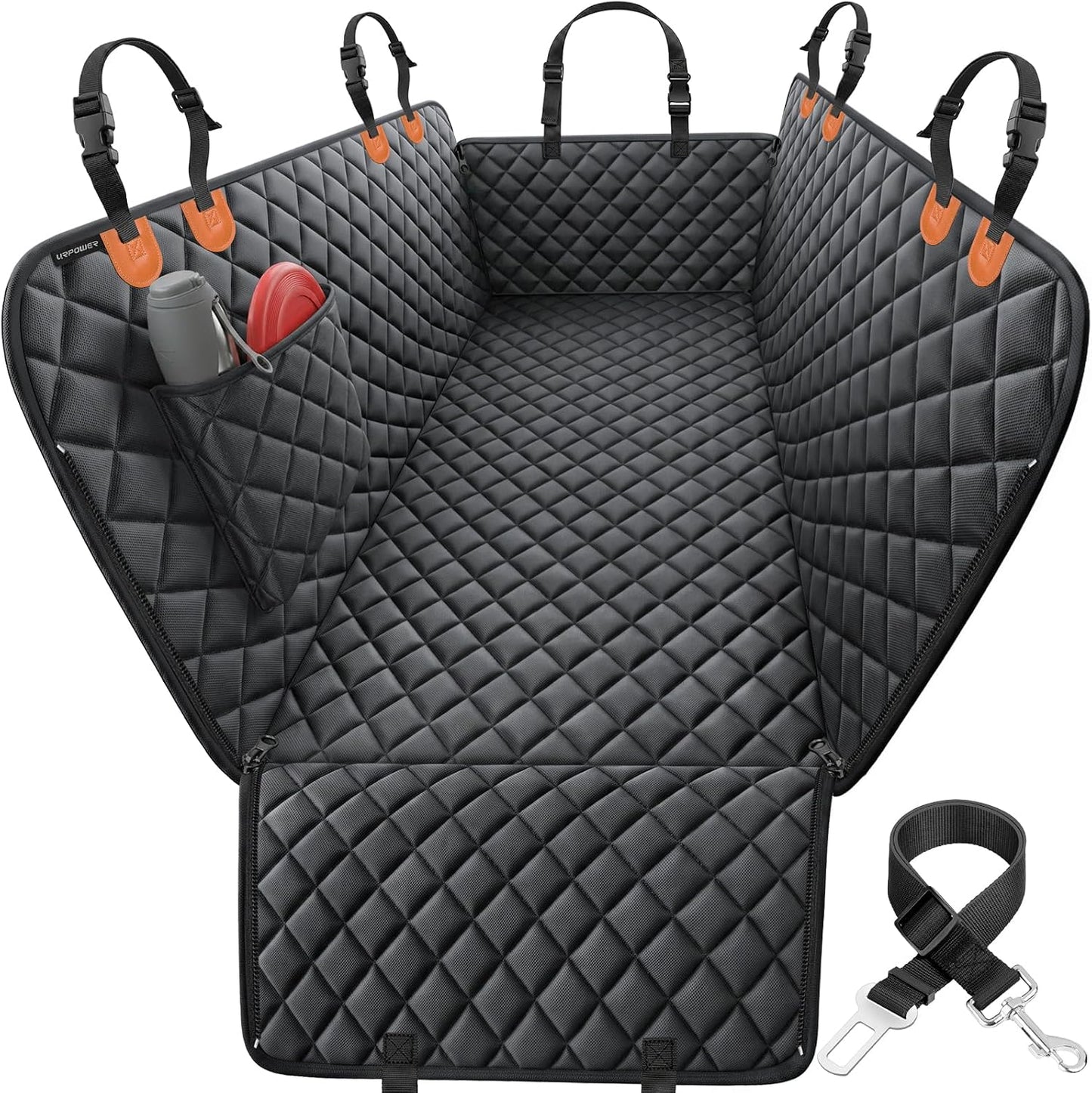 URPOWER Dog Car Seat Cover for Back Seat | Color: Black with Orange | Size: Standard - 54" Length | Variant main image