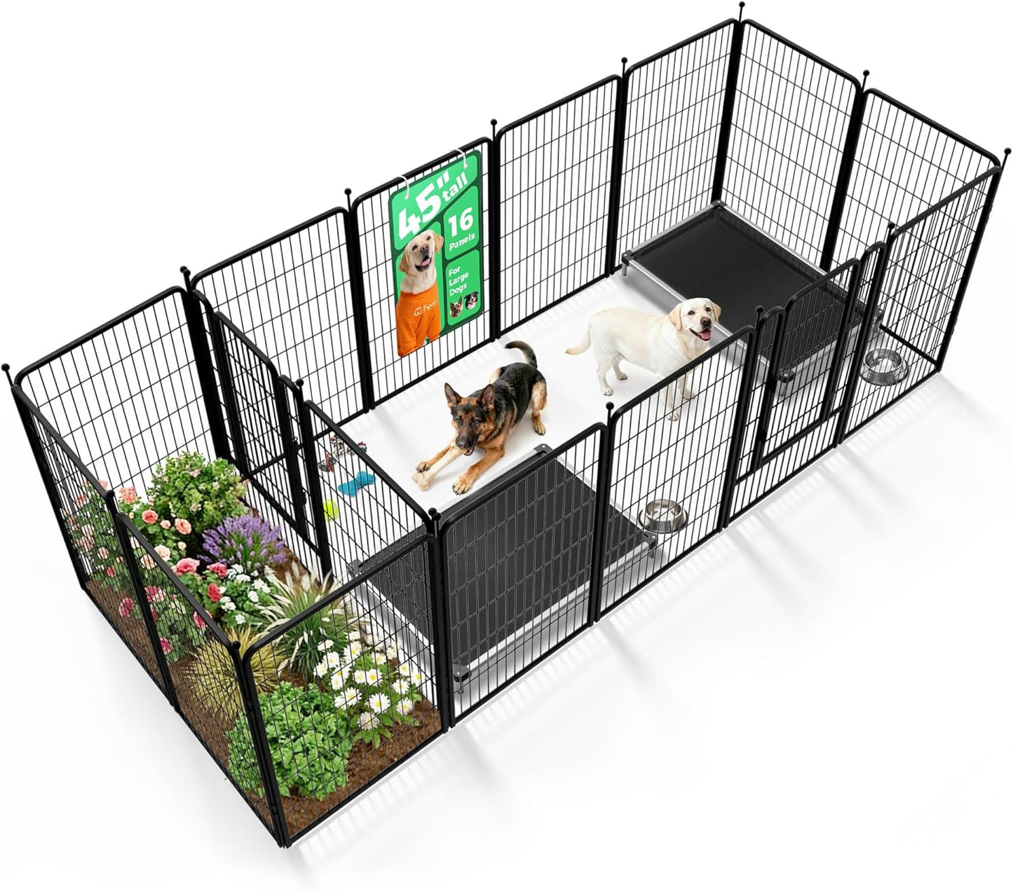Rollick Dog Playpen, Indoor, Yard & RV Camping, 24" H, 8 Panels | Easy setup, Heavy-duty, DIY layouts, Walk-through gate, for Puppies & Small Dogs, Patented