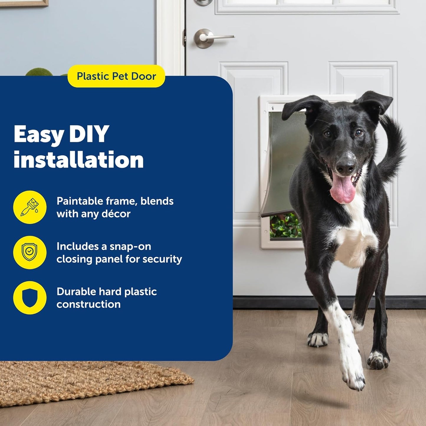 PetSafe Plastic Pet Door, Large | Snap-On Closing Panel, Fits Interior/Exterior Doors 1/16-2 in Thick, Easy DIY Install | Product image 2