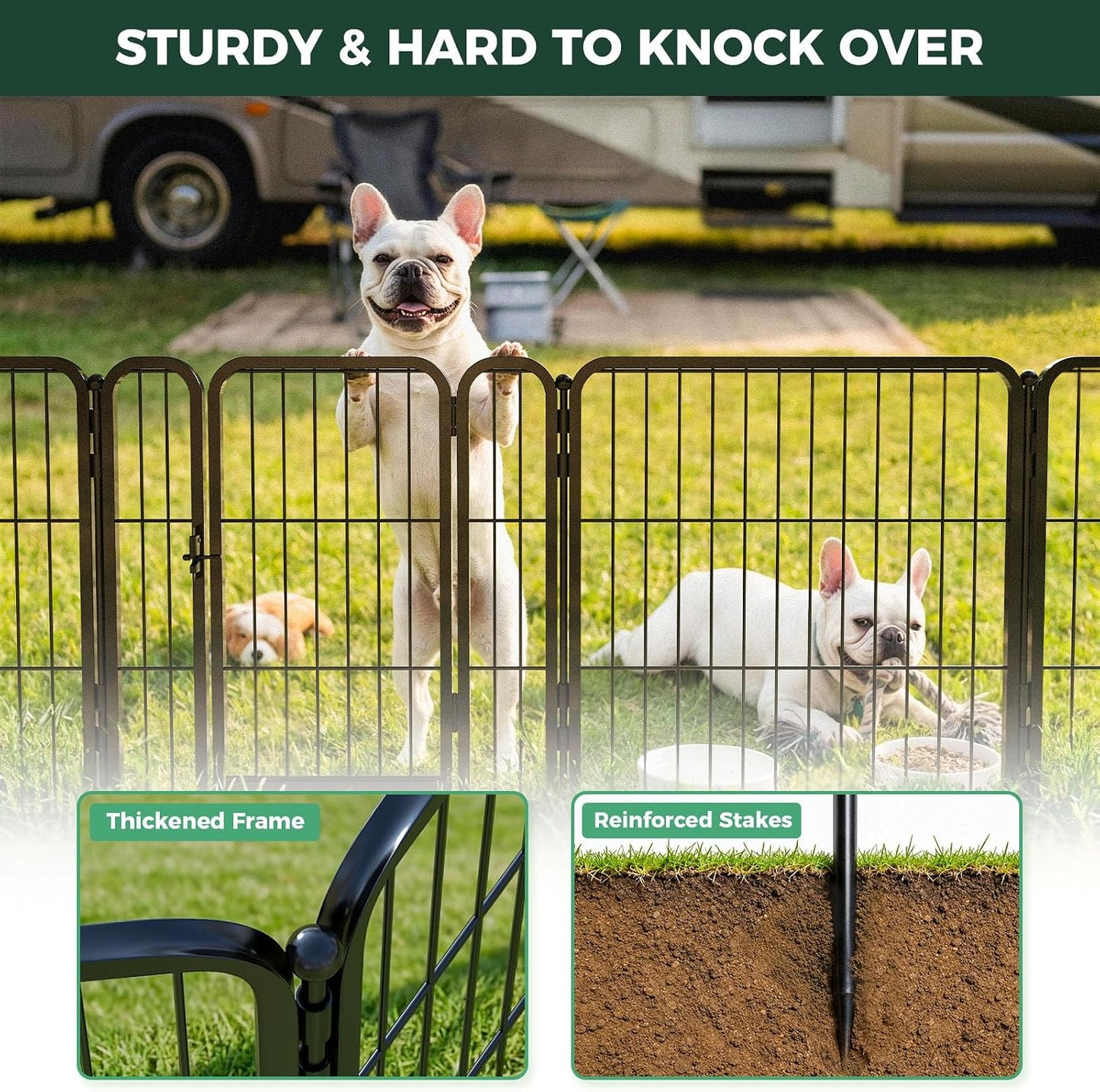FXW Rollick Dog Playpen, Indoor, Yard & RV Camping, 24" H, 8 Panels | Easy setup, Heavy-duty, DIY layouts, Walk-through gate, for Puppies & Small Dogs, Patented | Product image 6