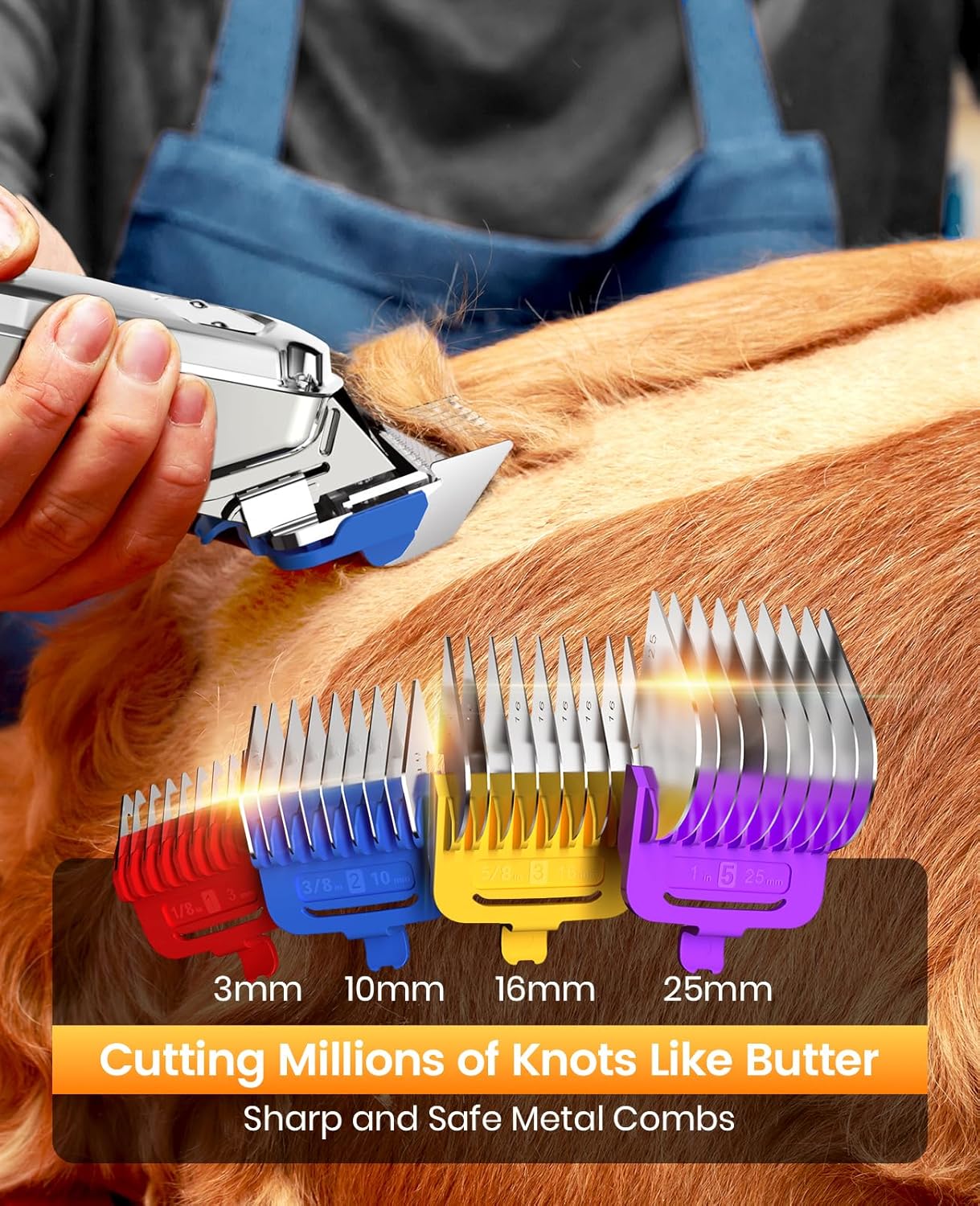 oneisall Professional Dog Grooming Clippers for Thick Hair | 4 Metal Combs,Stainless Steel Blades,Rechargeable Cordless,Low Noise,4H Runtime,IPX7 Waterproof,LED Display,676PRO | Product image 2