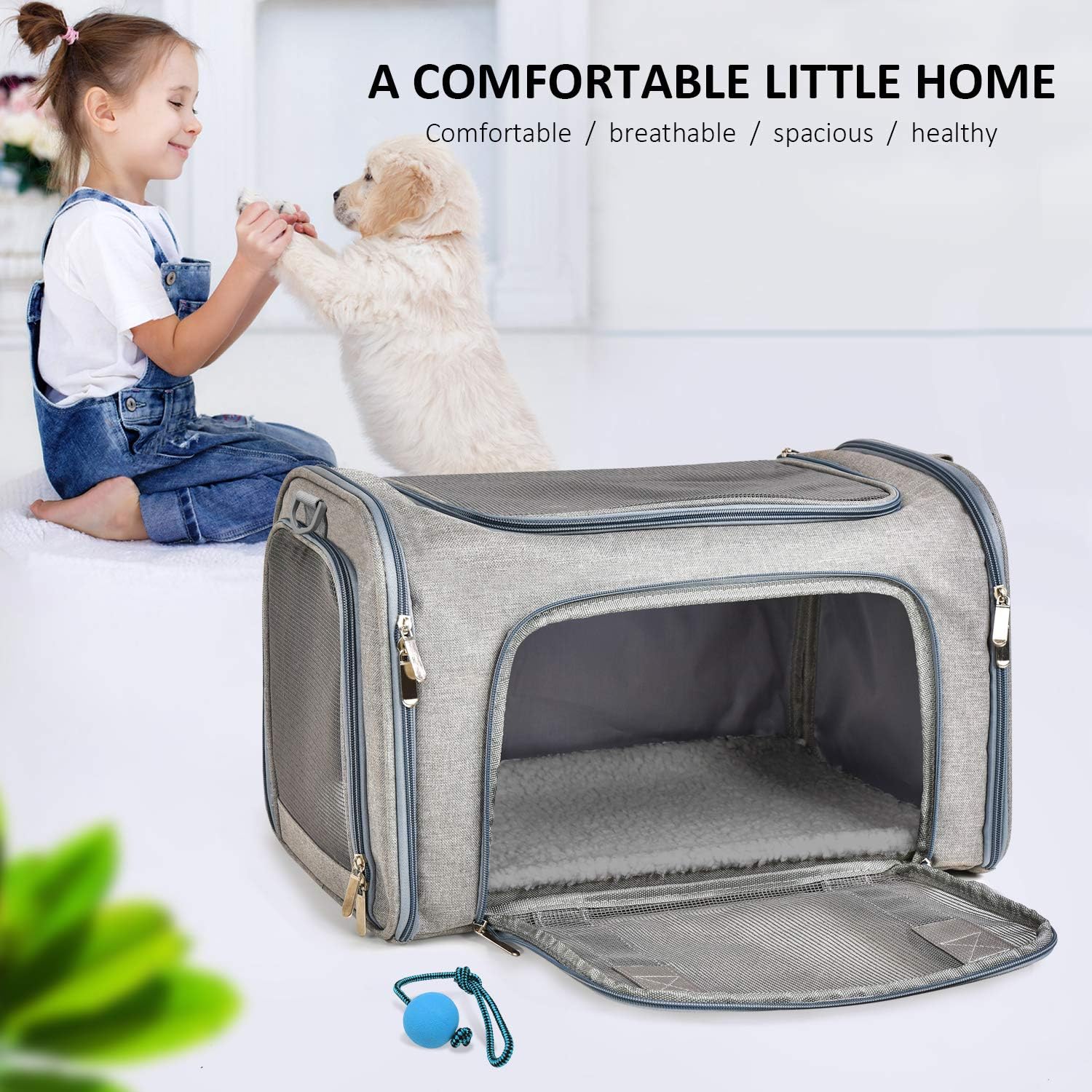 Henkelion Cat Carriers Dog Carrier Pet Carrier For Small / Medium Cats Dogs Puppies (Up To 15lbs), TSA Airline Approved Small Dog Carrier Soft Sided, Collapsible Waterproof Travel Puppy Carrier - Grey | Product image 8