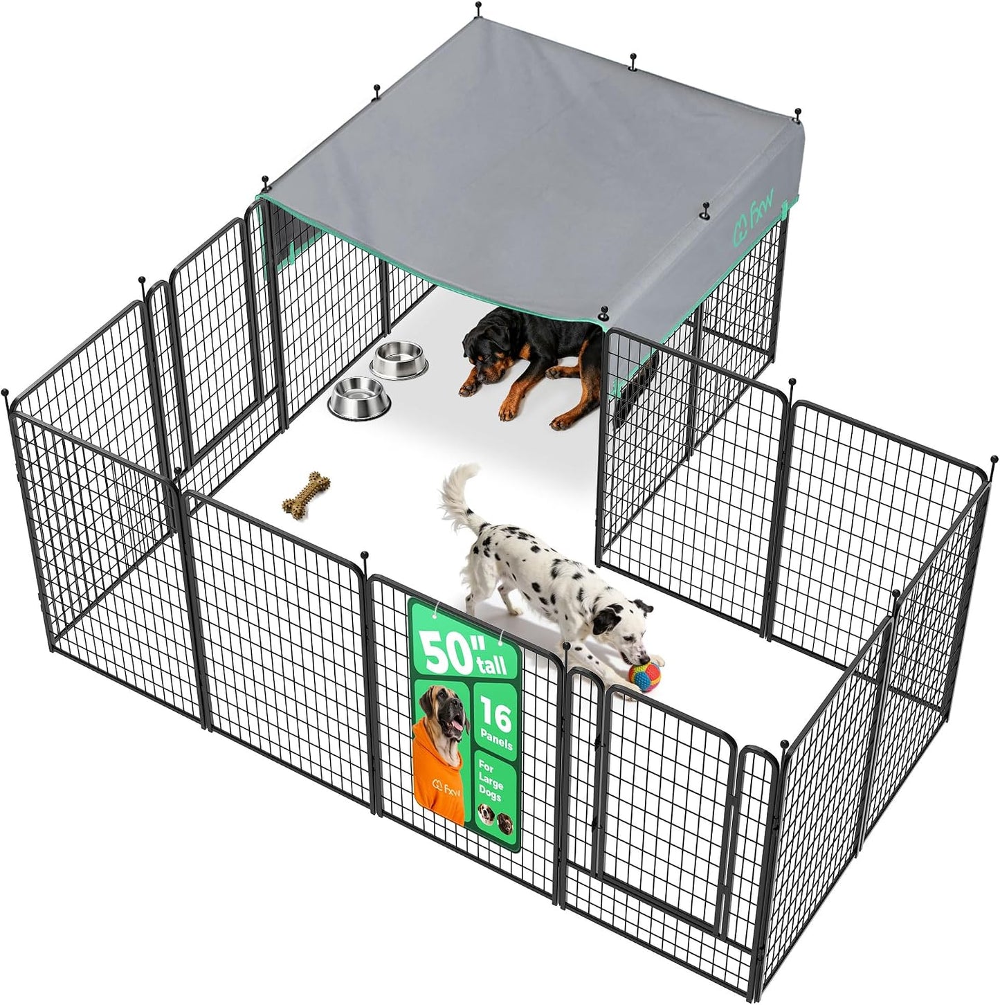 Rollick Dog Playpen, Indoor, Yard & RV Camping, 24" H, 8 Panels | Easy setup, Heavy-duty, DIY layouts, Walk-through gate, for Puppies & Small Dogs, Patented